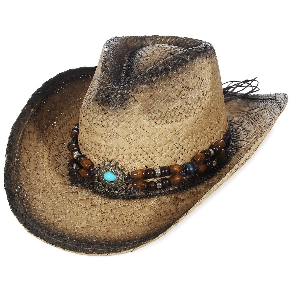 7125 Men & Women's Summer Cowboy Cowgirl Straw Hat Hollow Out Woven Roll Up